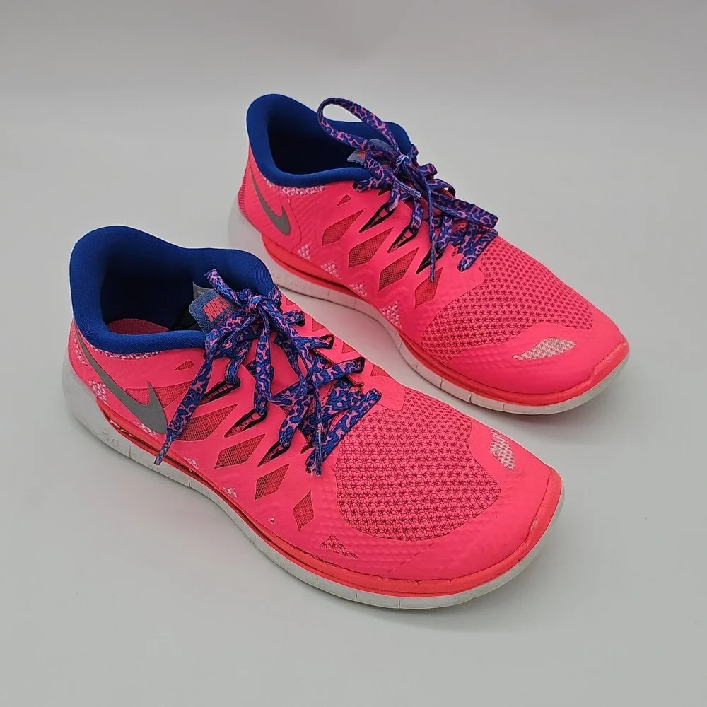 Nike Free 5.0 GS Hyper Pink Royal Blue Shoes 644446-601 Youth Girl 7Y Womens 8.5